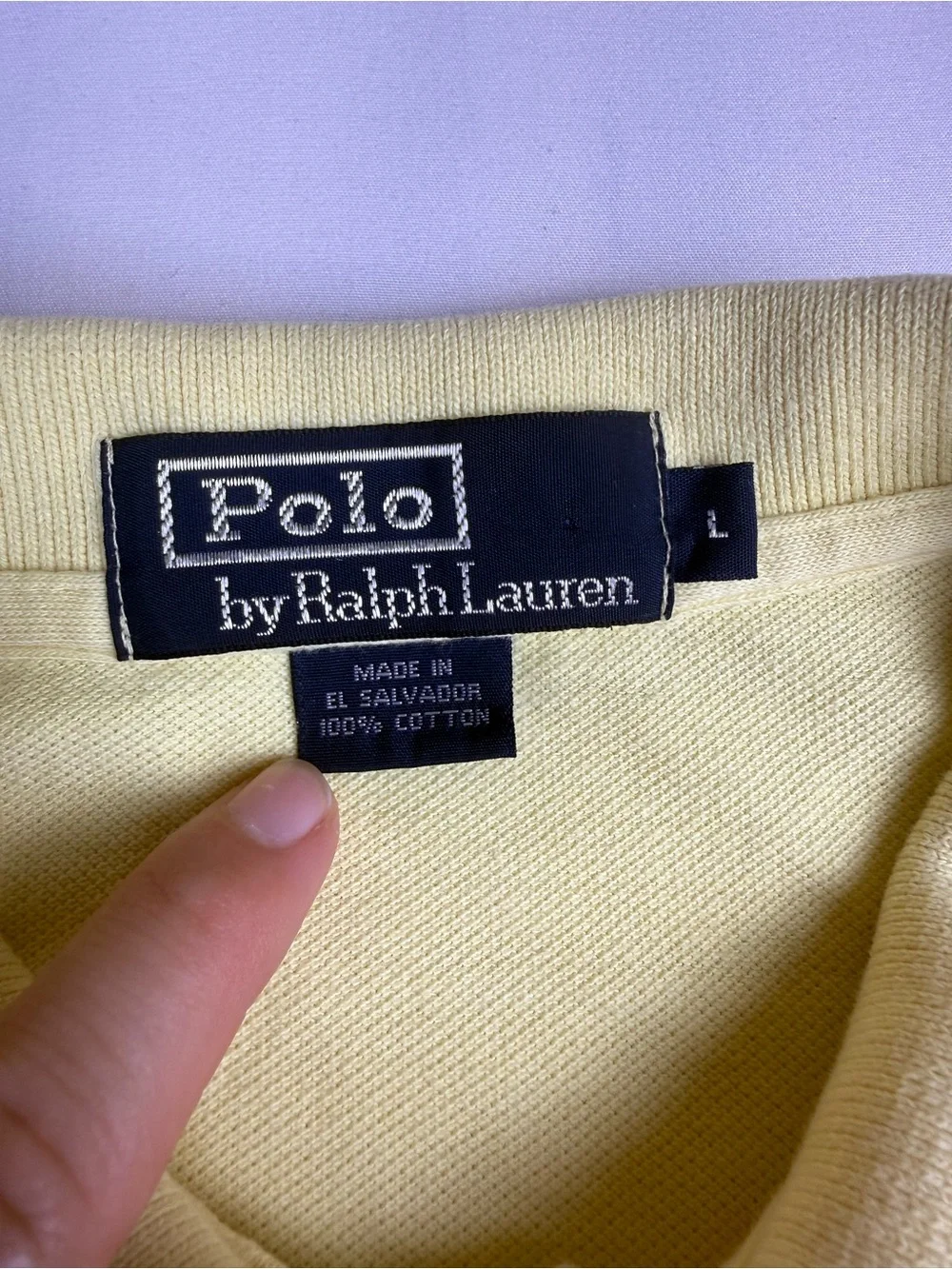 Polo Ralph Lauren Pastel Yellow Polo Shirt Blue Pony Cotton Men Large
